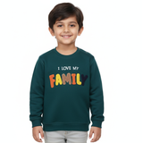 GREEN "LOVE MY FAMILY" EMBROIDERED  TERRY FABRIC SWEATSHIRT
