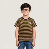 BROWN WITH BLACK STRIPES PANDA HALF SLEEVES T-SHIRT FOR BOYS