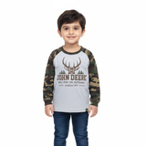 HAZEL GREY WITH CAMOUFLAGE SLEEVES DEERE PRINTED FULL SLEEVES T-SHIRT