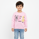 BABY PINK YES PRINT TERRY FABRIC SWEATSHIRT