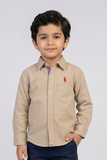 Cream Plain Full Sleeves Casual Shirt