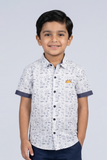White Space Rockets Print Full Sleeves Casual Shirt