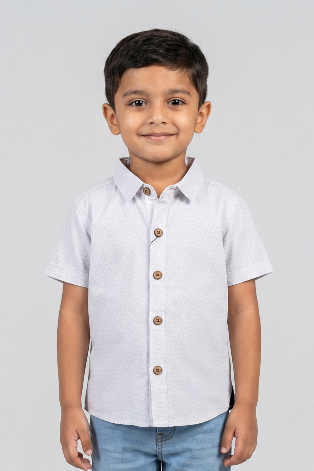 Blue Leaves Print Half Sleeves Casual Shirt Main image