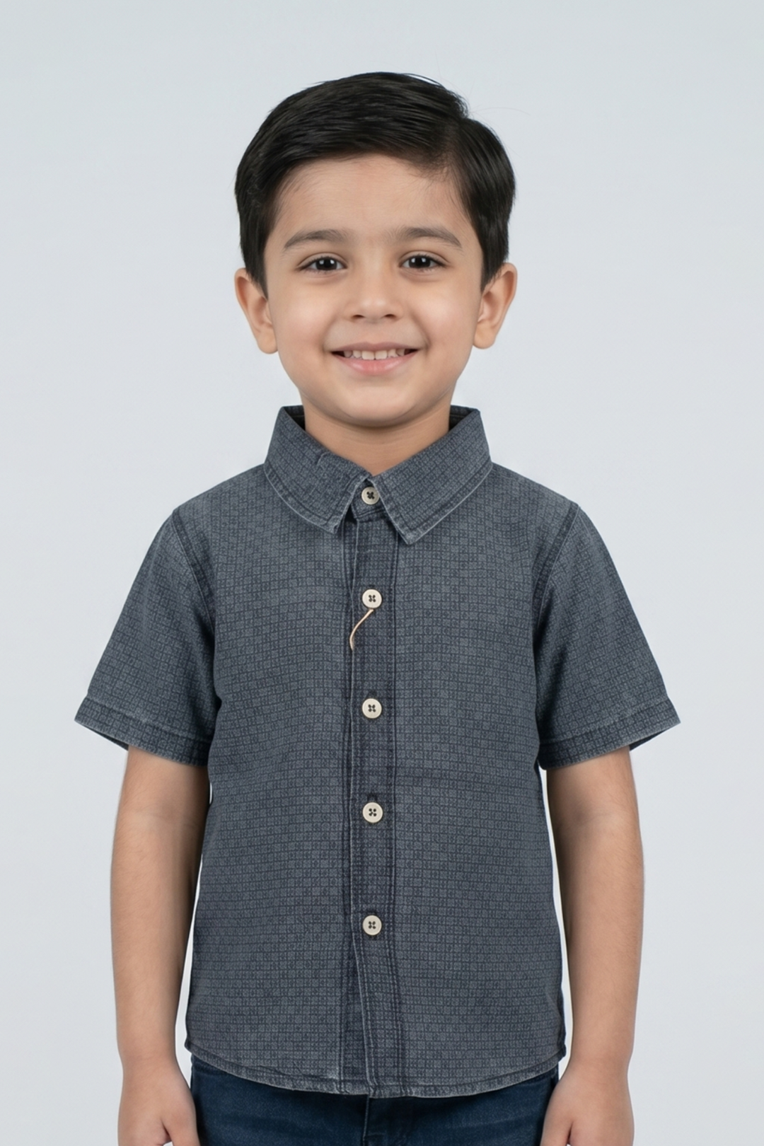 Blue Geometry Design Half Sleeves Casual Shirt Main image