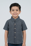 Blue Geometry Design Half Sleeves Casual Shirt