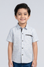 Light Blue Zip Pocket Half Sleeves Casual Shirt