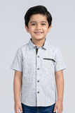 Light Blue Zip Pocket Half Sleeves Casual Shirt