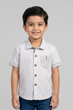 White Polka Dot Print Half Sleeves Casual Shirt