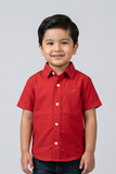 Red Plain Eagle Half Sleeves Casual Shirt