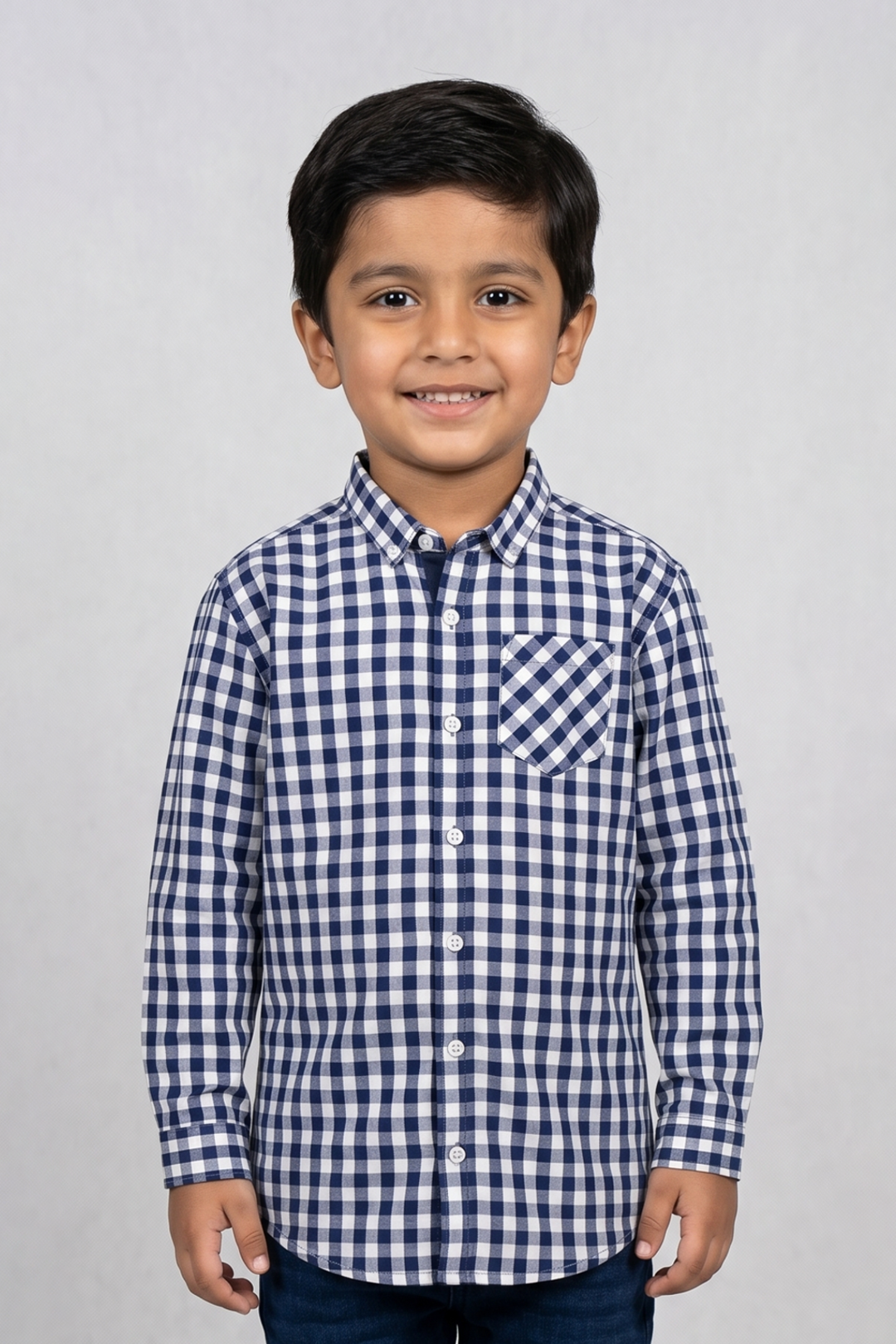 Blue Checkered 1 Pocket Full Sleeves Casual Shirt Main image
