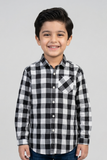 White & Black Big Checkered 1 Pocket Full Sleeves Casual Shirt