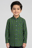 Green Checkered Full Sleeves Single Pocket Shirt