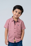 Pink Plain 1 Pocket Half Sleeves Casual Shirt