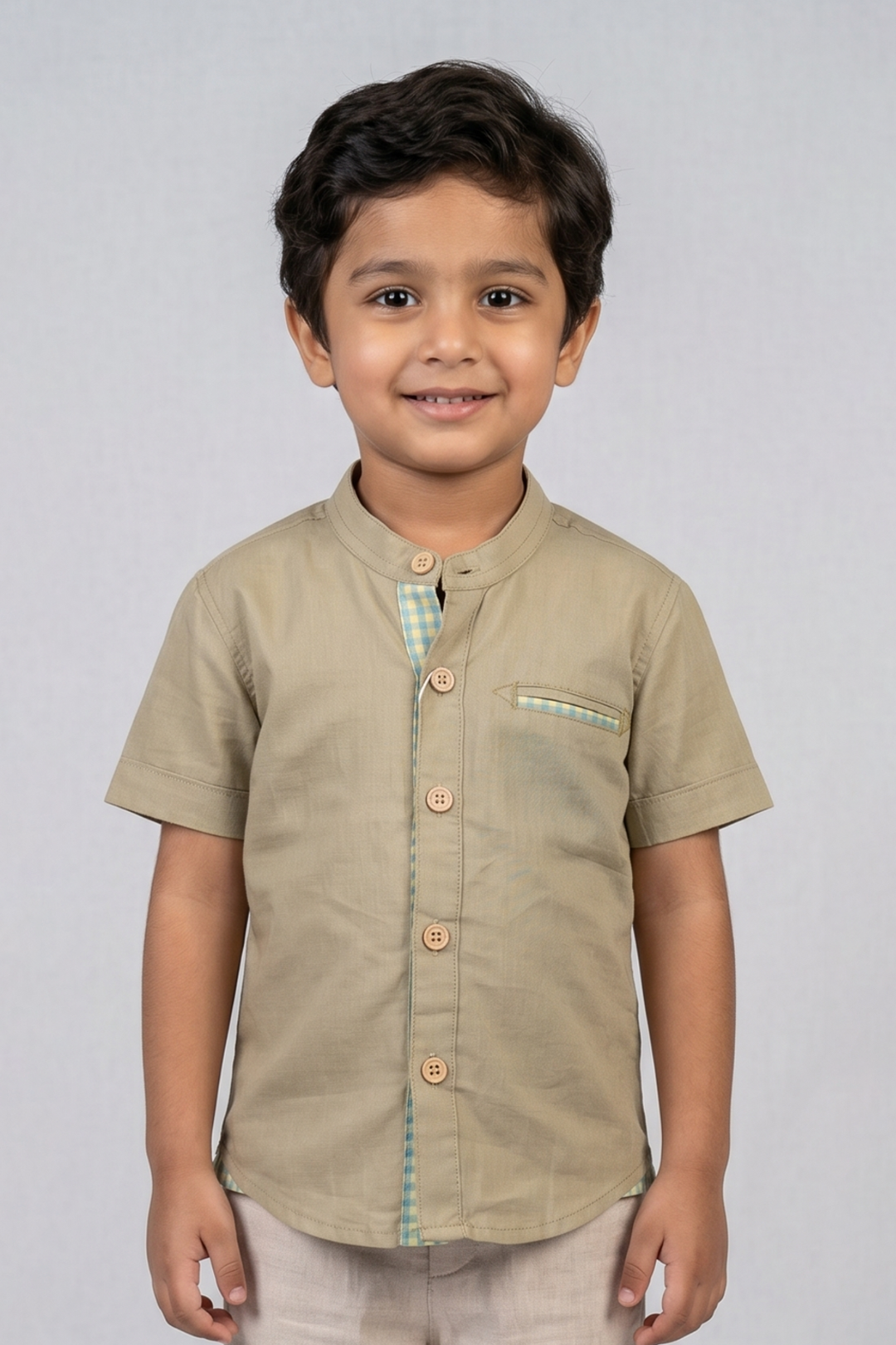 Light Brown 1 Pocket Half Sleeves Casual Shirt Main image