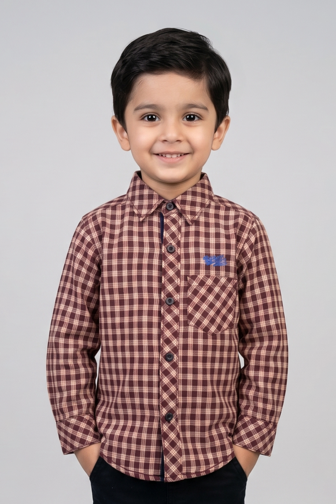Pink With Maroon Checkered Full Sleeves Casual Shirt