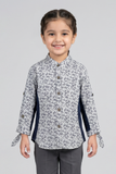 Grey Flowers Print Full Sleeves Casual Shirt