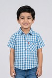 Blue & White Checkered Half Sleeves Casual Shirt
