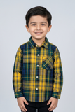 Green & Yellow Checkered Full Sleeves Casual Shirt