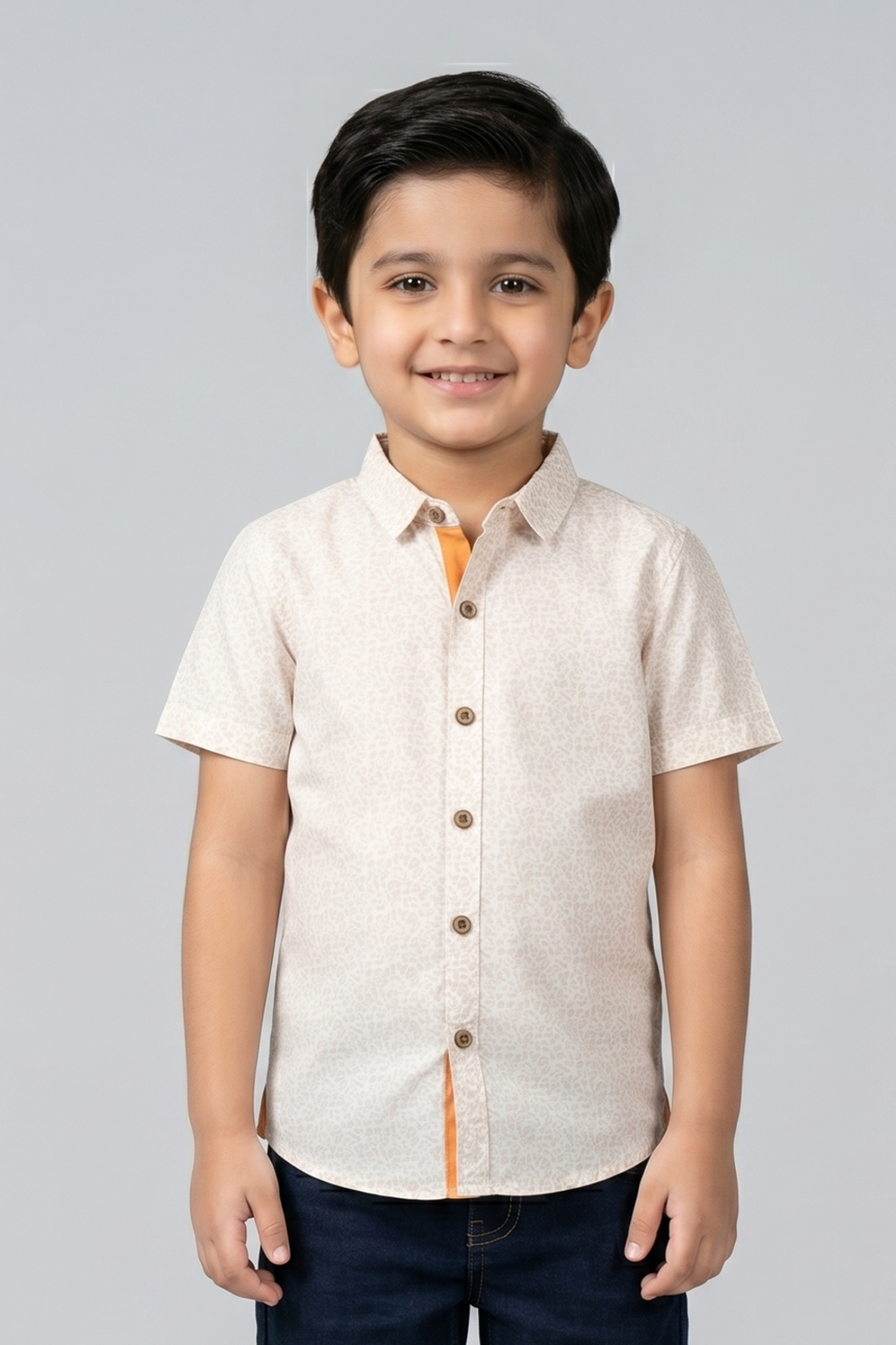 White Cheetah Print Half Sleeves Casual Shirt