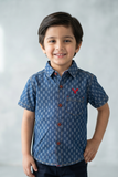 Denim Checkered Design Half Sleeves Casual Shirt