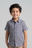 White With Blue Checkered Full Sleeves Single Pocket Shirt