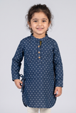 Blue Polka Dots Full Sleeves Front Double Pocket Casual Shirt
