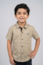 Beige Half Sleeves Front Pocket Casual Shirt
