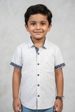 White Alphabets Print Half Sleeves Casual Shirt