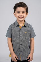 Black WIth White Design Half Sleeves Casual Shirt