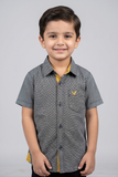 Black WIth White Design Half Sleeves Casual Shirt