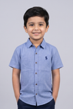 Plain Blue Half Sleeves Casual Shirt