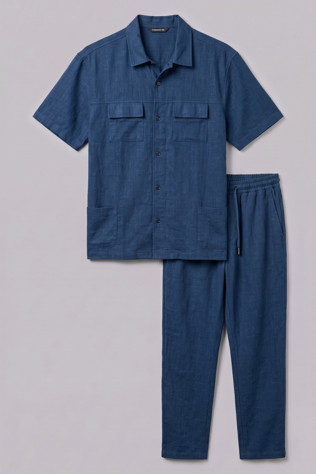 Navy Blue Jersy Fabric Double Pocket Trouser & Shirt Suit For Men