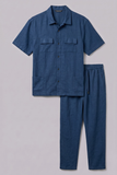 Navy Blue Jersy Fabric Double Pocket Trouser & Shirt Suit For Men