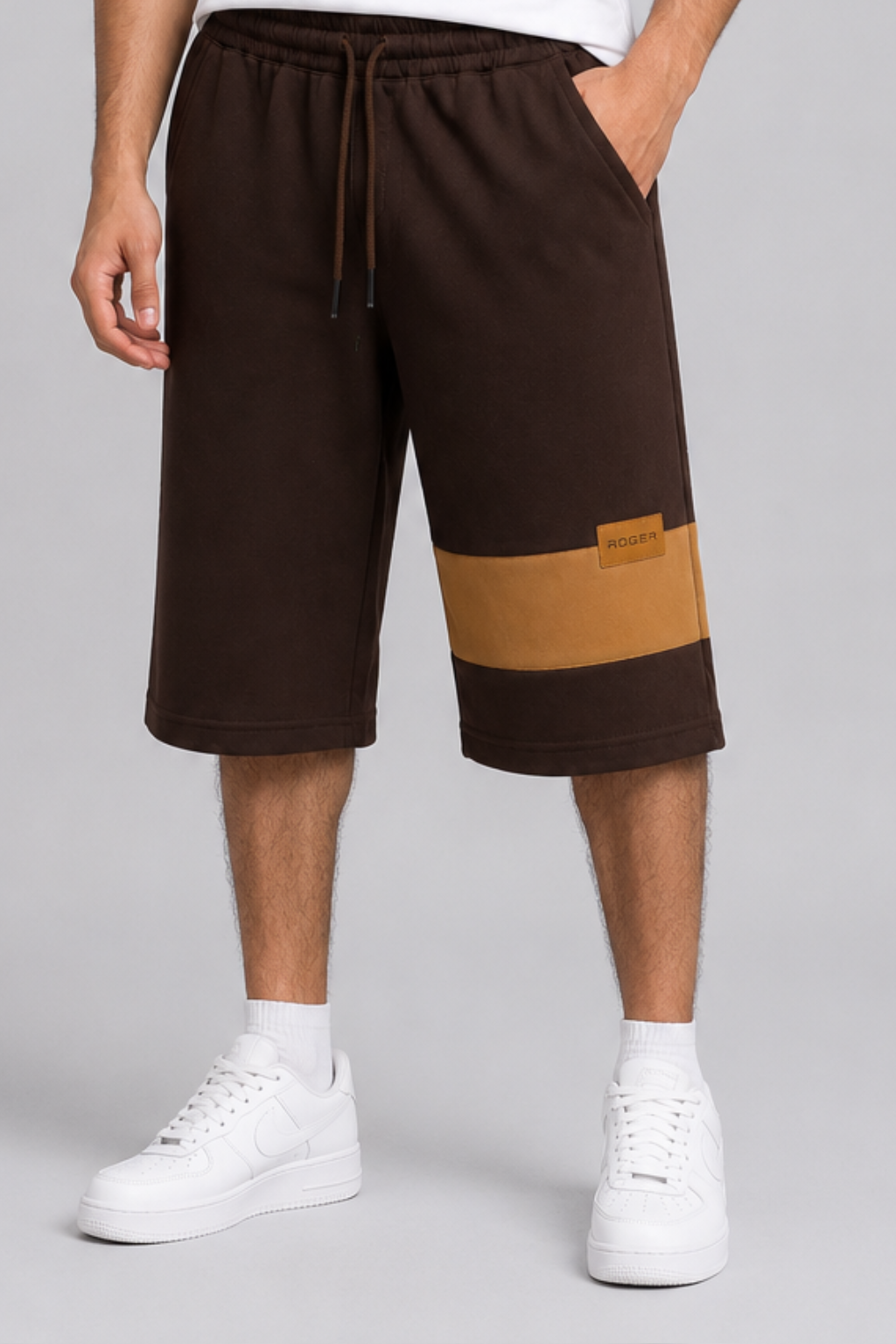 Dark Chocolate Brown Double Pocket Shorts For Mens