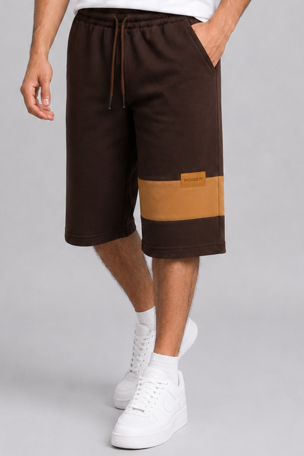 Dark Chocolate Brown Double Pocket Shorts For Mens