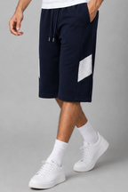 Navy Blue Double Pocket Shorts For Mens