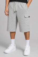Ash Grey Cargo Pocket Shorts For Mens