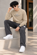 Cream Fashion Jackard Fleece Sweatshirt