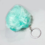 SEA GREEN FUR ROUND KEY CHAIN