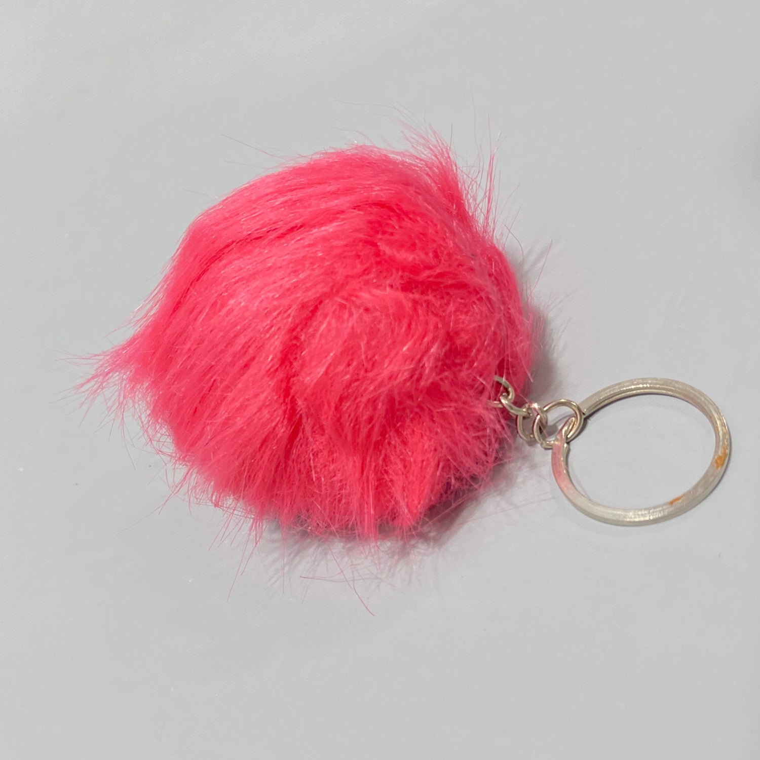 BLUSH PINK FUR ROUND KEY CHAIN