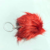 MAROON FUR ROUND KEY CHAIN