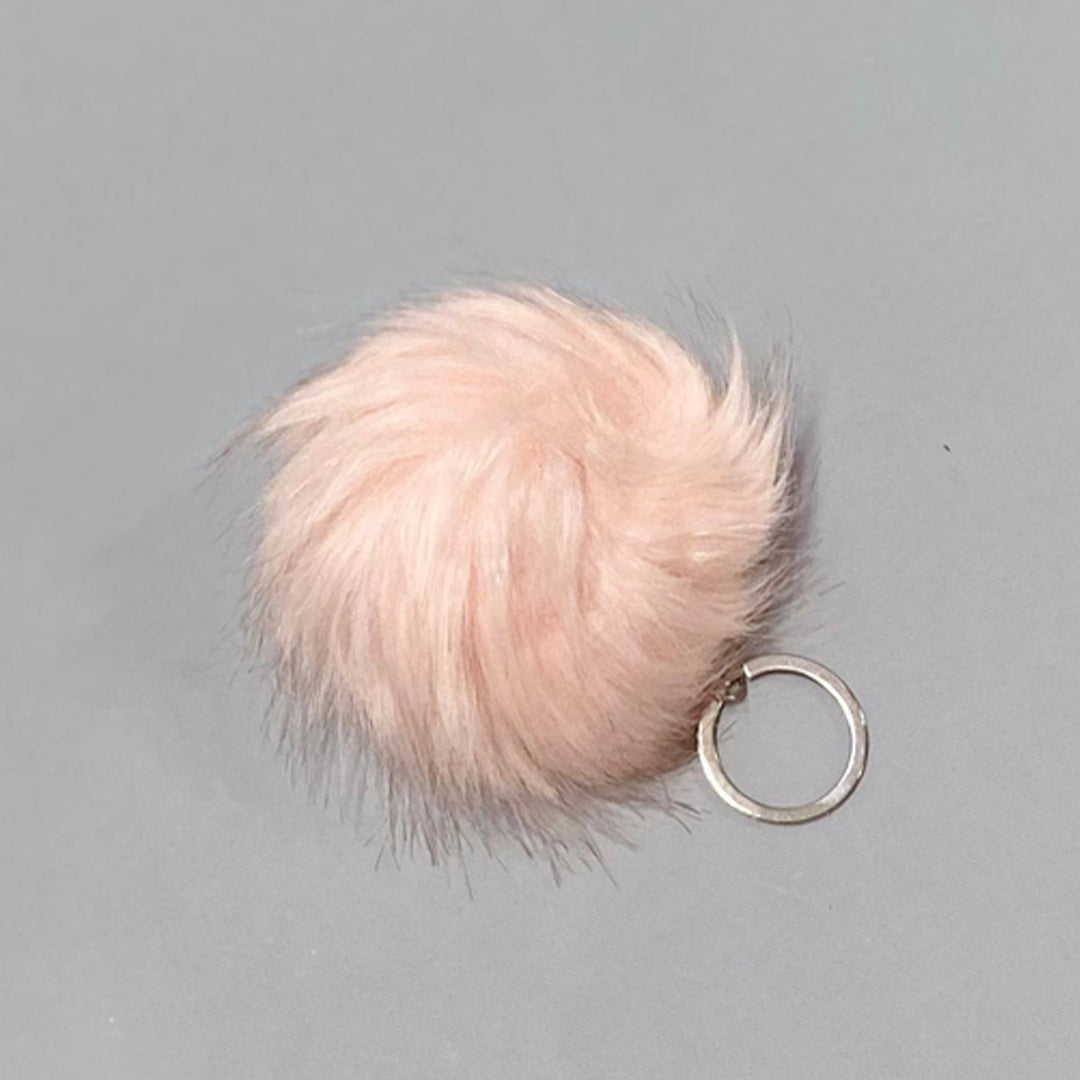 BABY PINK FUR ROUND KEY CHAIN