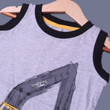 LIGHT GREY ESCAVATOR PRINTED SANDO FOR BOYS