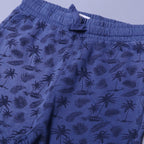 NAVY BLUE TREE PRINTED DOUBLE POCKETS SHORTS FOR BOYS