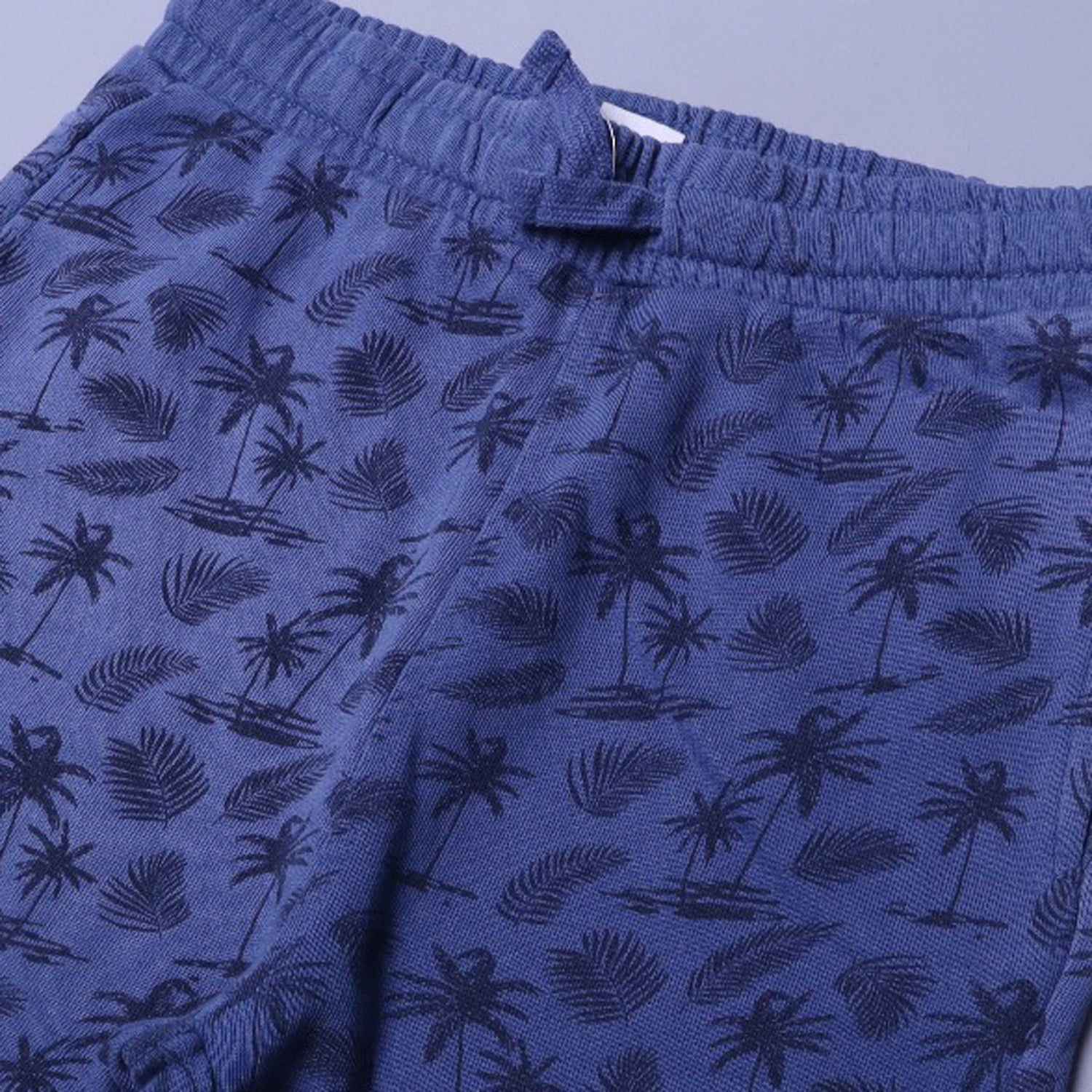 NAVY BLUE TREE PRINTED DOUBLE POCKETS SHORTS FOR BOYS