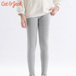 Load image into Gallery viewer, HAZEL GREY PLAIN FLEECE WARM LEGGING TROUSER FOR GIRLS
