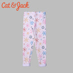 OFF WHITE PRINT FLEECE WARM LEGGING TROUSER FOR GIRLS
