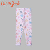 OFF WHITE PRINT FLEECE WARM LEGGING TROUSER FOR GIRLS