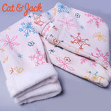 OFF WHITE PRINT FLEECE WARM LEGGING TROUSER FOR GIRLS