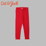 RED PLAIN FLEECE WARM LEGGING TROUSER FOR GIRLS
